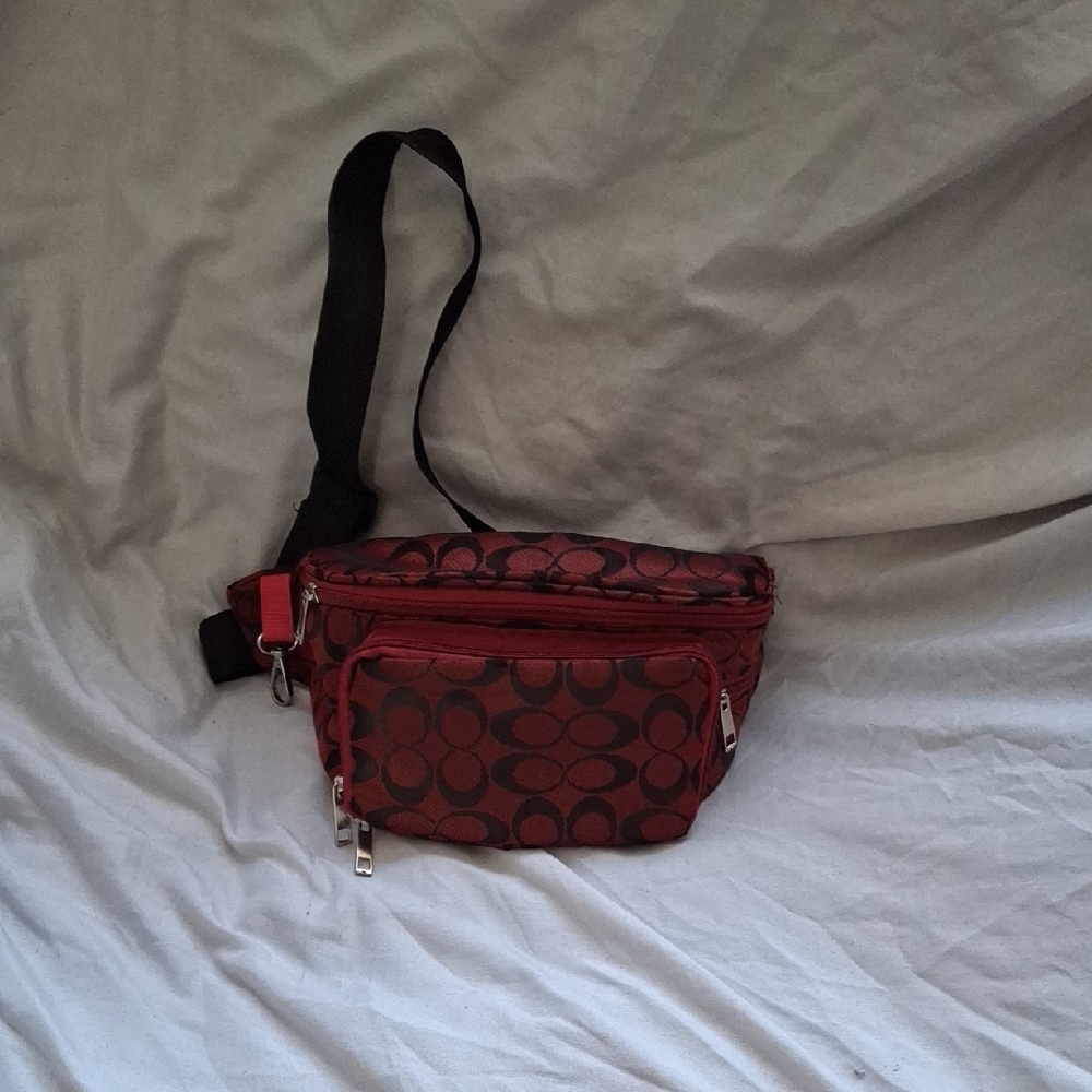Red and Black Patterned Waist Bag